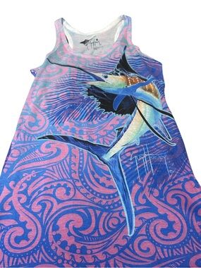 GUY HARVEY M Graphic Sailfish Tank Top - Pink & Blue